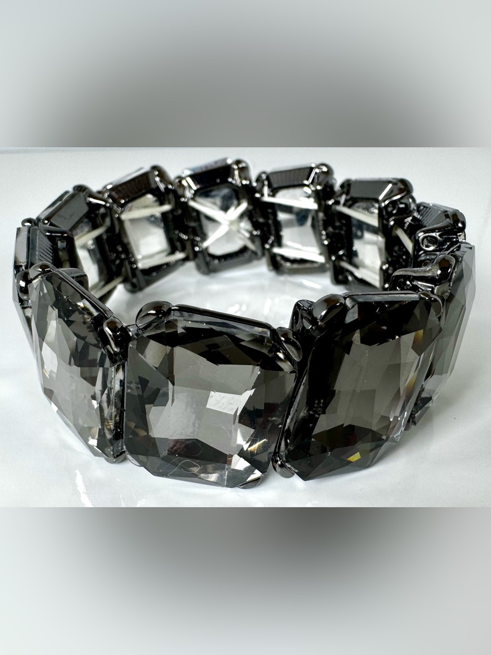 Smoky Faceted Crystal Stretch Bracelet #1742